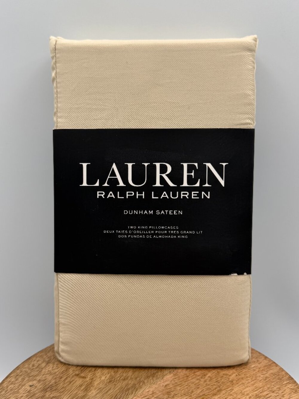 Lauren Ralph Lauren Dunham Sateen Set 2 King Pillowcases Oat Cotton 300 TC NIP